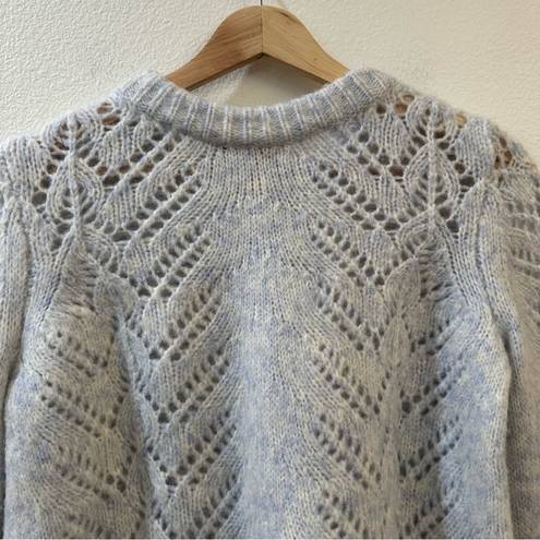 Intermix  Womens Wool Knit Pull-Over Sweater Size S Heather Blue Cream