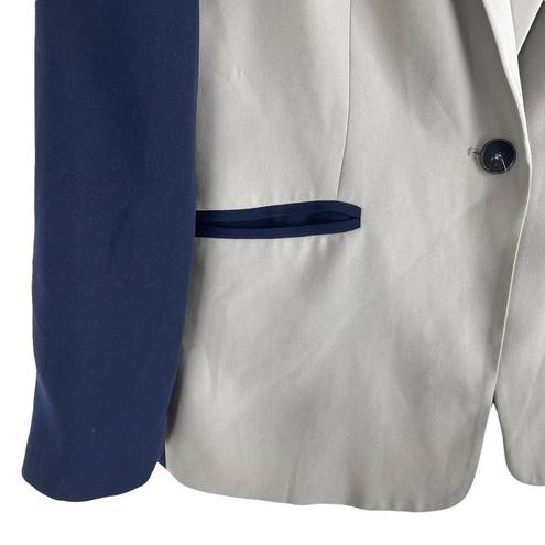 Mango  Suit Colorblock Blazer Jacket One Button Navy Gray Size 8