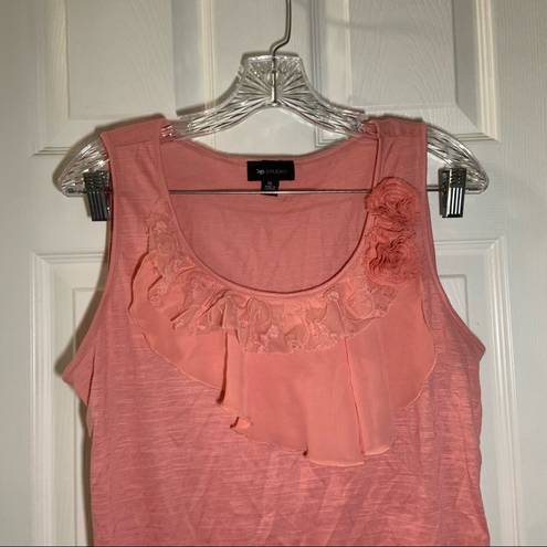 AB Studio  Pink/Orange Ruffle Accent Sleeveless Blouse XL