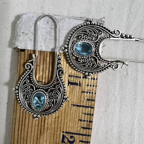 Vintage Blue Bohemian Dangle hoop earrings  Womens Jewelry vintage style