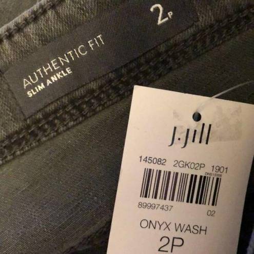 J.Jill  Petite Authentic Fit Snap Hem Slim Ankle Jeans NWT Size 2P Onyx Wash