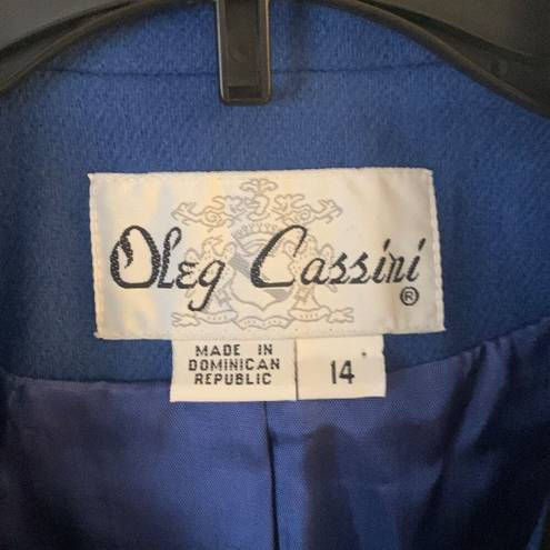 Oleg Cassini NEW Women’s  Blue Black Trim Button Up Jacket Size 14