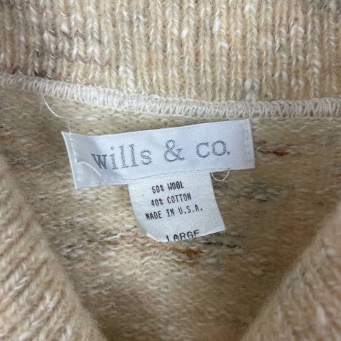 Krass&co Vintage Wills & . Cream Wool Crossover Shawl Collared Pullover Sweater