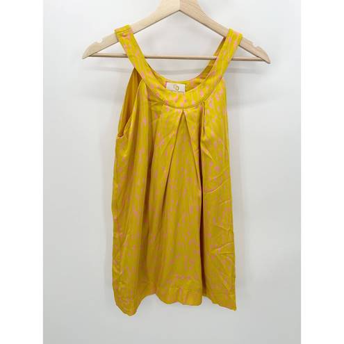 Collective Concepts  Top Women MEDIUM Yellow Pink Printed Sleeveless Polyester