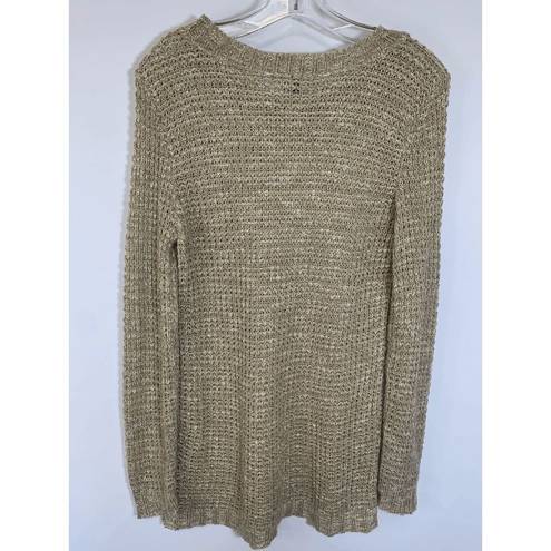 Full Tilt  Women's Sweater Long Sleeve Pullover Knit Semi Sheer Scoop Neck Large