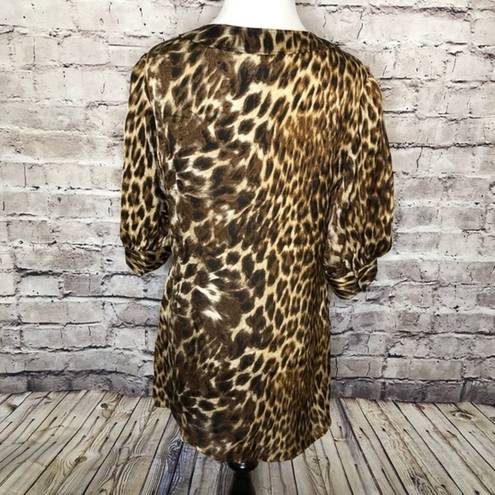 Alberto Makali  Animal Print Button Silk Tunic‎ Top