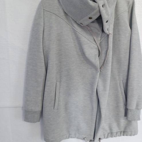 BLANK NYC  Women's XS Salt and Pepper Open Convertible Collar Sweatshirt Jacket