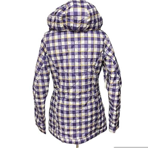 Burton  Snow Board Coat Size 3 Purple Check Dry Ride Hooded Ski Jacket Winter EUC