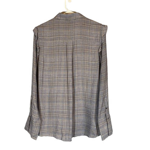 Treasure & Bond  Gray Plaid Long Sleeve Button Down Shirt Women Sz XS