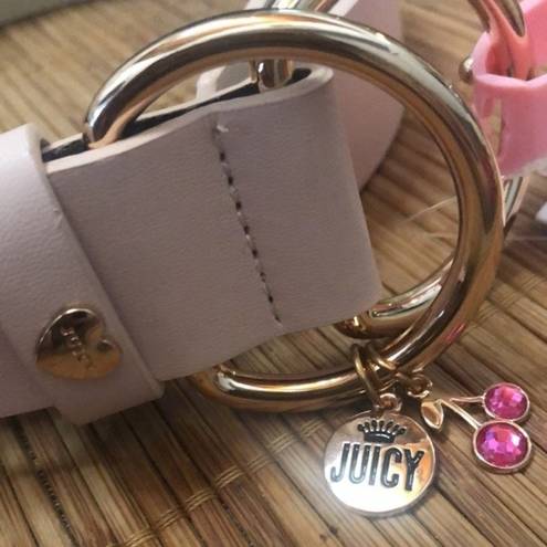 Juicy Couture NWT Blush Pink Signature Logo Cherry Charm Leather Belt M/L