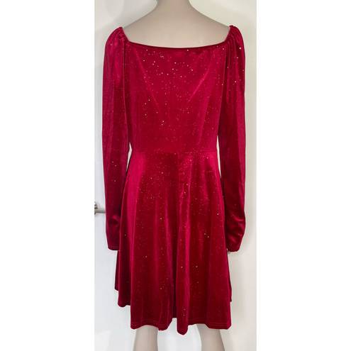 Ruby Red Velvet Surplice Skater Dress