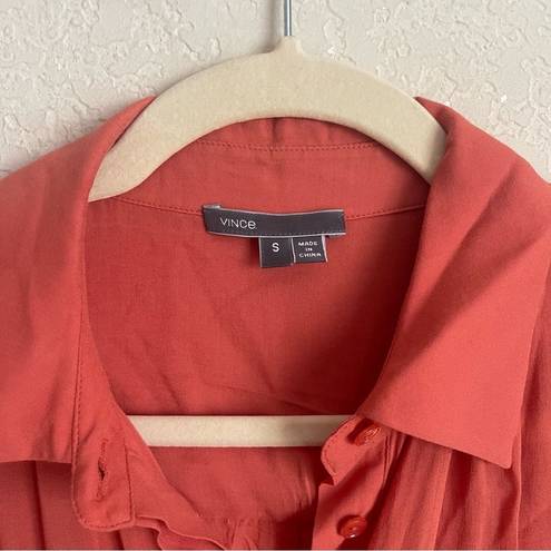 Vince  Orange Sleeveless Blouse Collar Button Down