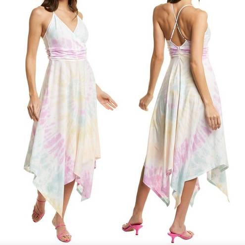 525 America  Revolve Tie Dye Handkerchief  Hem Maxi Dress size L