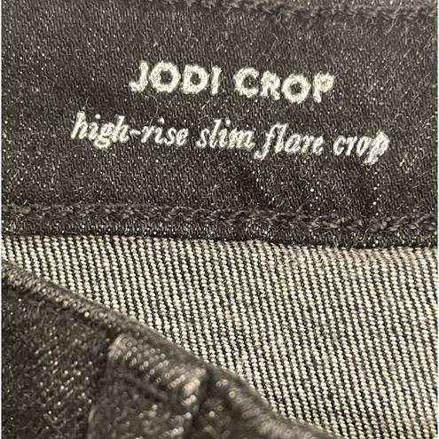 AG Adriano Goldschmied  Jodi Hi Rise Slim Flare Crop Jeans Black Raw Hem Size 29R