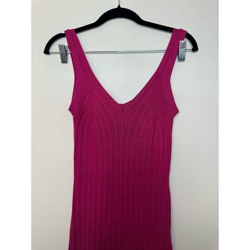 Olive & Oak  Tank Dress Fuchsia Women’s Medium Bodycon Midi length Ribbed Split