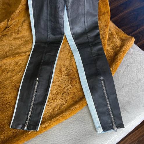 Alexander Wang  Snap-Detailed Leather and Denim Skinny Pants