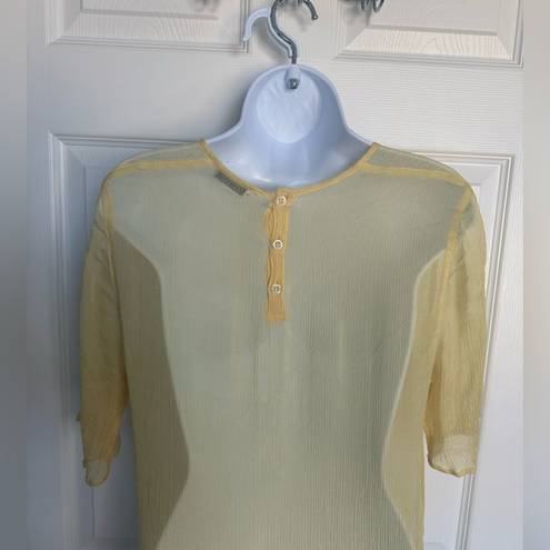 Giorgio Armani Vintage  unicorn top! Beautiful yellow, sheer, silk blend, flaws