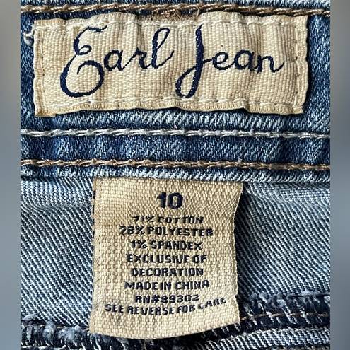 Earl Jean Women’s Denim Jean Mini Skirt Distressed