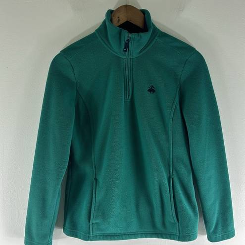 Brooks Brothers  346 Womens Fleece 1/4 Zip Pullover Teal Navy Embroidered Logo