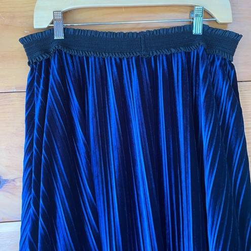 Laundry by Shelli Segal  Women Navy Blue Velour Velvet Elastic Waist Skirt Size L