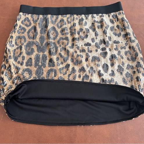 Sans Souci NEW Leopard Print Sequins Mini Skirt