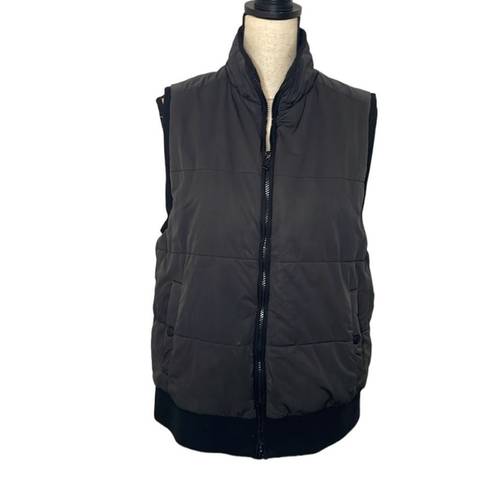 Banana Republic  Black Grey Padded Puffer Classic Zipper Front Vest size Large