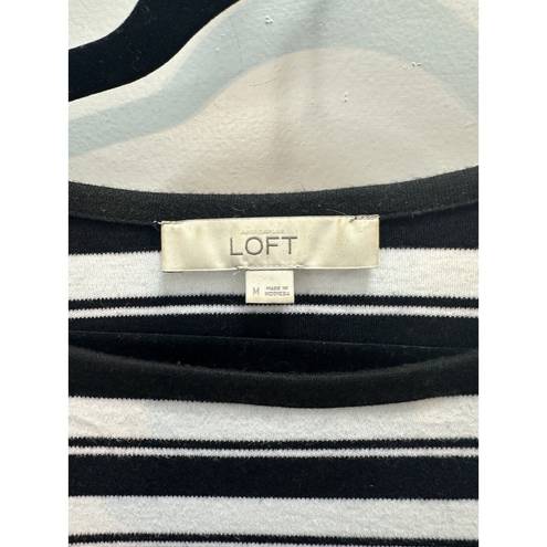 The Loft  Women’s Medium Ahoy Striped Boatneck Shift Dress 3/4 Sleeve Black/White