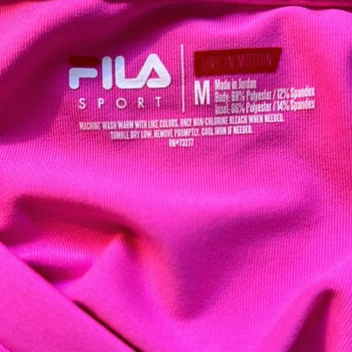 FILA NWT  Sport Size M Sudden Pink Tee Trudry Mesh Panels Flat Seams Stretch