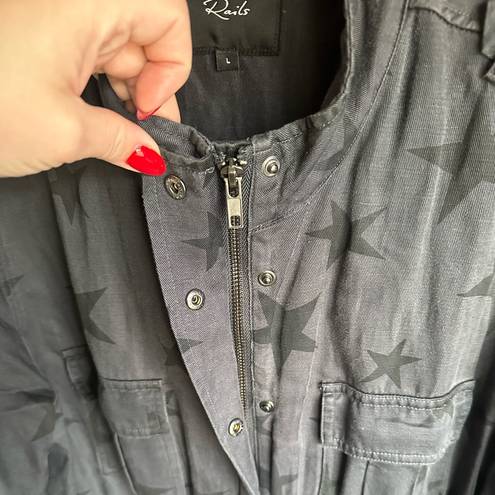 Rails  trey charcoal grey star print oversized jacket sz L