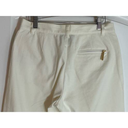 Krass&co Lauren Jeans  White High Rise Stretch Gold Zipper Sailor Capris Size 4P