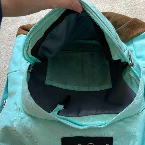 Jansport  Leather Bottom Turquoise/Light Blue Campus Backpack