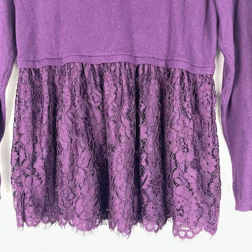 Torrid  Purple Lace Babydoll Pullover Peplum Long Sleeve