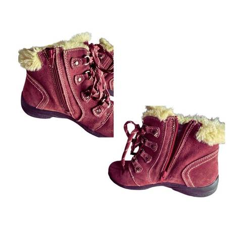 Earth Origins  Crowley Womens Suede Lace Up Ankle Booties l size 10 Burgundy