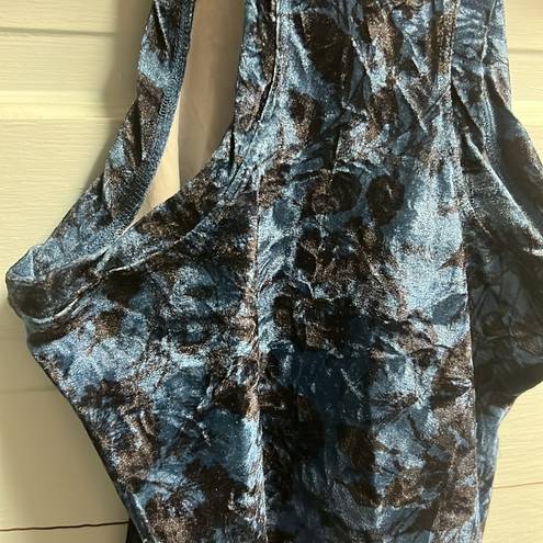 Pilcro NWT XS  Blue Motif Velveteen Racerback Tank