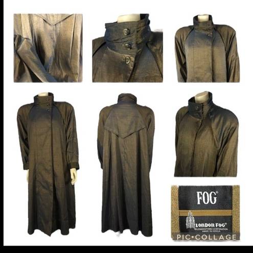 London Fog Vintage  Iridescent Long Trench Coat Green/Gold/Blue size 10 p