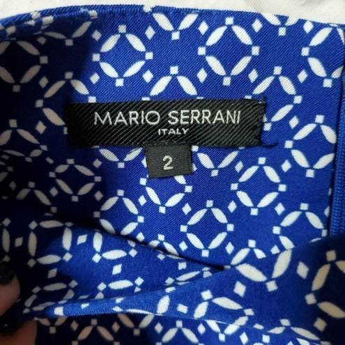 Mario Serrani  blue geometric sheath dress 2