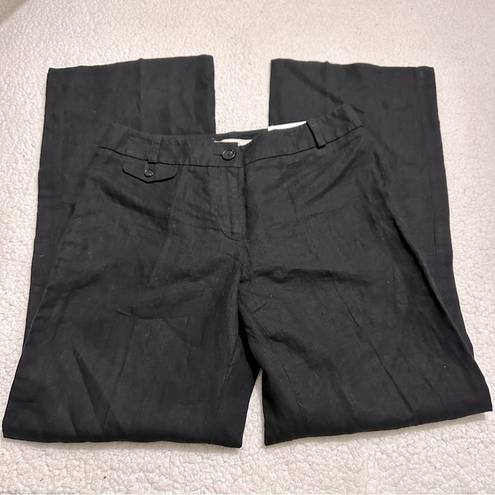 Loft Anne Taylor  Linen Julie Curvy Classic Trouser | Black | NWT