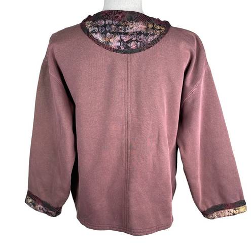 Interpretations of JMS Sweatshirt Jacket Appliques Embroidery Mauve Purple L Size L