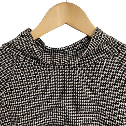 Lou & grey  Ann Taylor Loft Houndstooth Mock Neck Top Sweater Black/Brown Medium