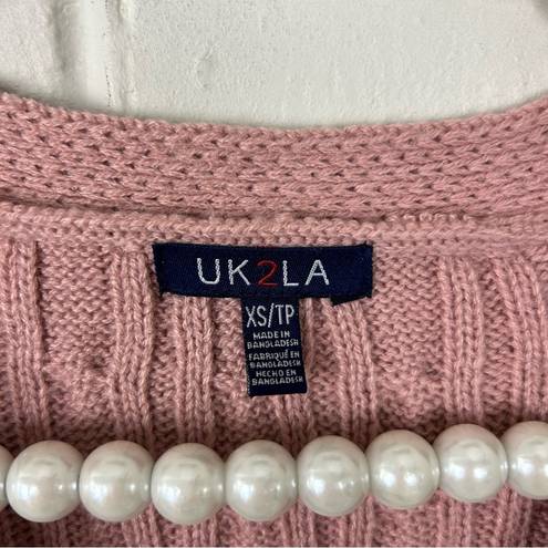 Uk2la  Pink Cable Knit Cropped Cardigan Sweater Size XS