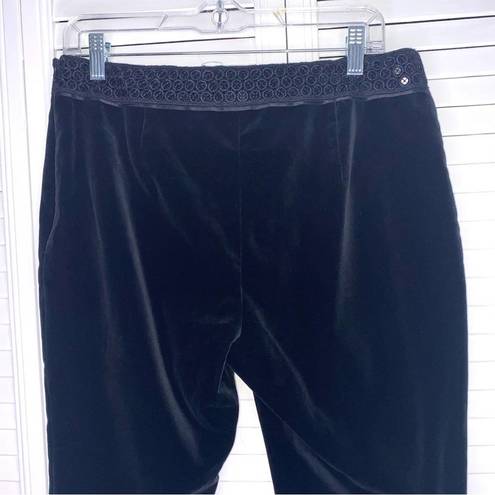 Brooks Brothers Women’s  Black Velvet Dress Pants With Sequin Waistband Size 8 ~