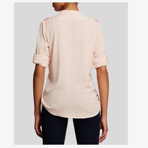 Calvin Klein  Pink Zip-Pocket Roll Sleeve Blouse