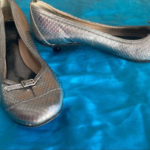 Kate Spade  metallic silver ballet slippers w/heel