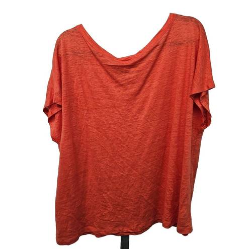 Rachel Zoe  Linen Dolman T-Shirt Top Womens Size 2X Short Sleeve Orange