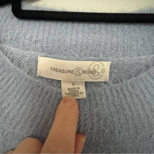 Treasure & Bond  Light Blue Fuzzy Pullover Crewneck Sweater Size S