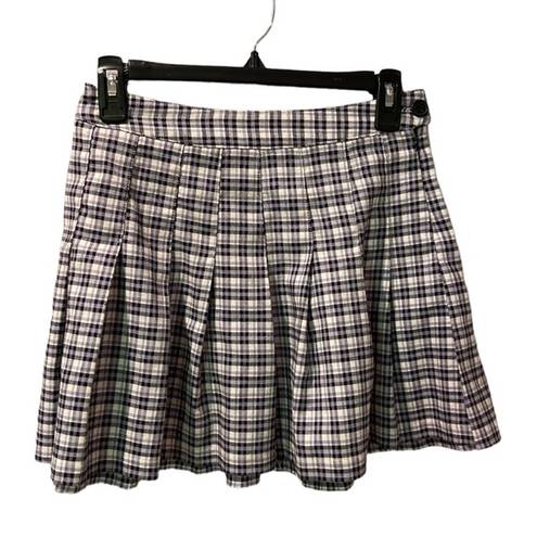 Full Tilt Lavender Plaid Pleated Mini Skirt Size S