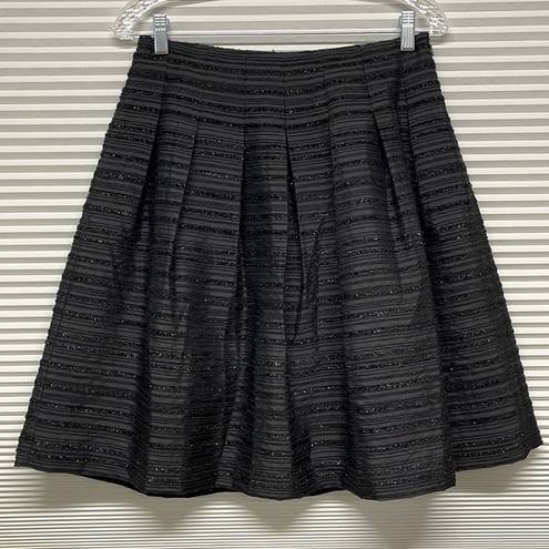 Talbots  NWT Black Textured Sparkle Striped A-Line Pleated Mini Skirt Size 4P