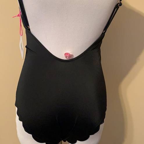 Vanilla Beach  black scalloped cheeky one piece