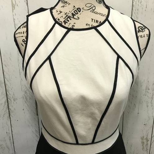 White House | Black Market  Graphic Sleeveless Sheath dress Size 2P Black & Ecru