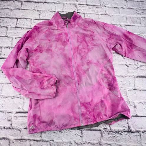 Adidas  Windbreaker Jacket Large Purple Tie Dye Full Zip Long‎ Sleeve Outdoor